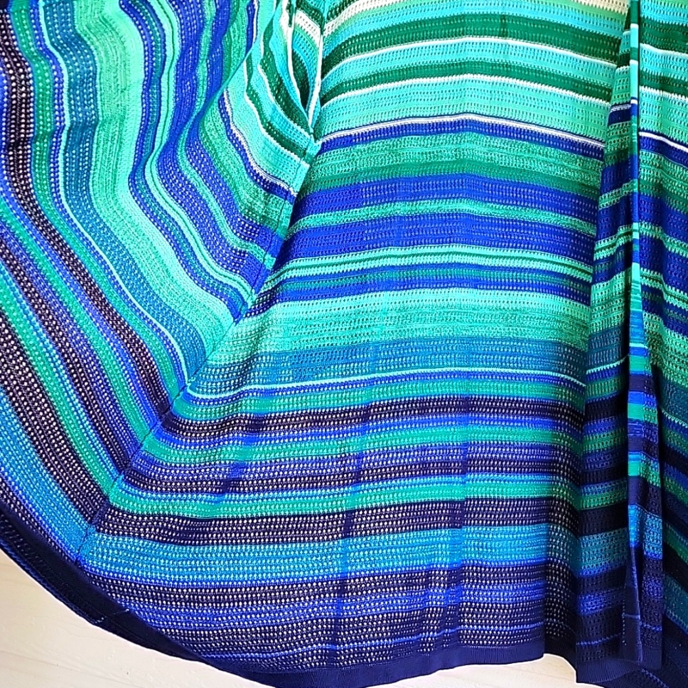NWT Catherines 2X Open Front Cardigan Blue Green Striped Lightweight - Picture 6 of 12